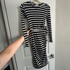 H&M Black and White Maternity Striped Shirt and Skirt Set